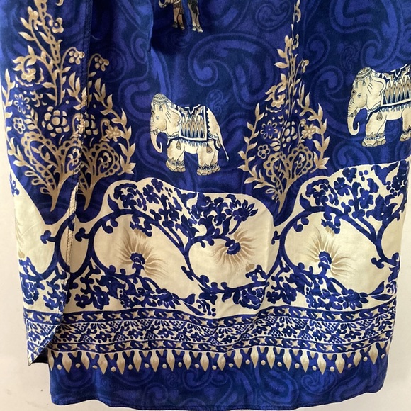 SURFSIDE💫Blue Elephant Printed Lightweight Tie Swim Wrap/Skirt - Picture 5 of 8